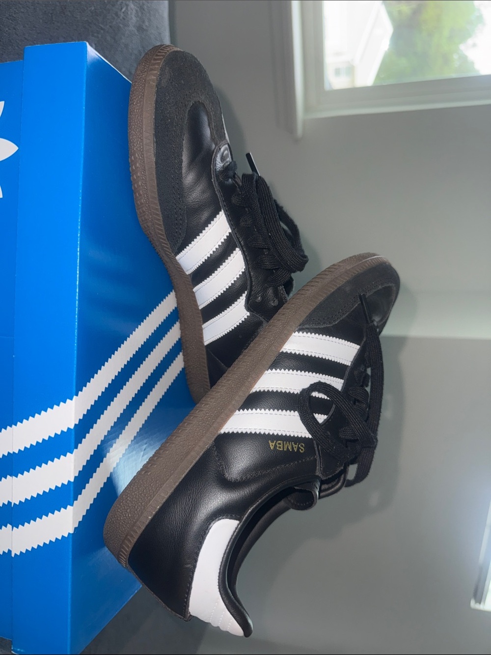 Adidas Samba Women’s Sneakers - Black/White with Gum Sole - Picture 2 of 7